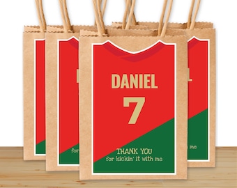 Soccer T-shirt Gift Bag, Jersey Birthday Gift Bag, Uniform Soccer Treat Bag, Party Favor Bag, Futbol Birthday Decoration, Digital Download