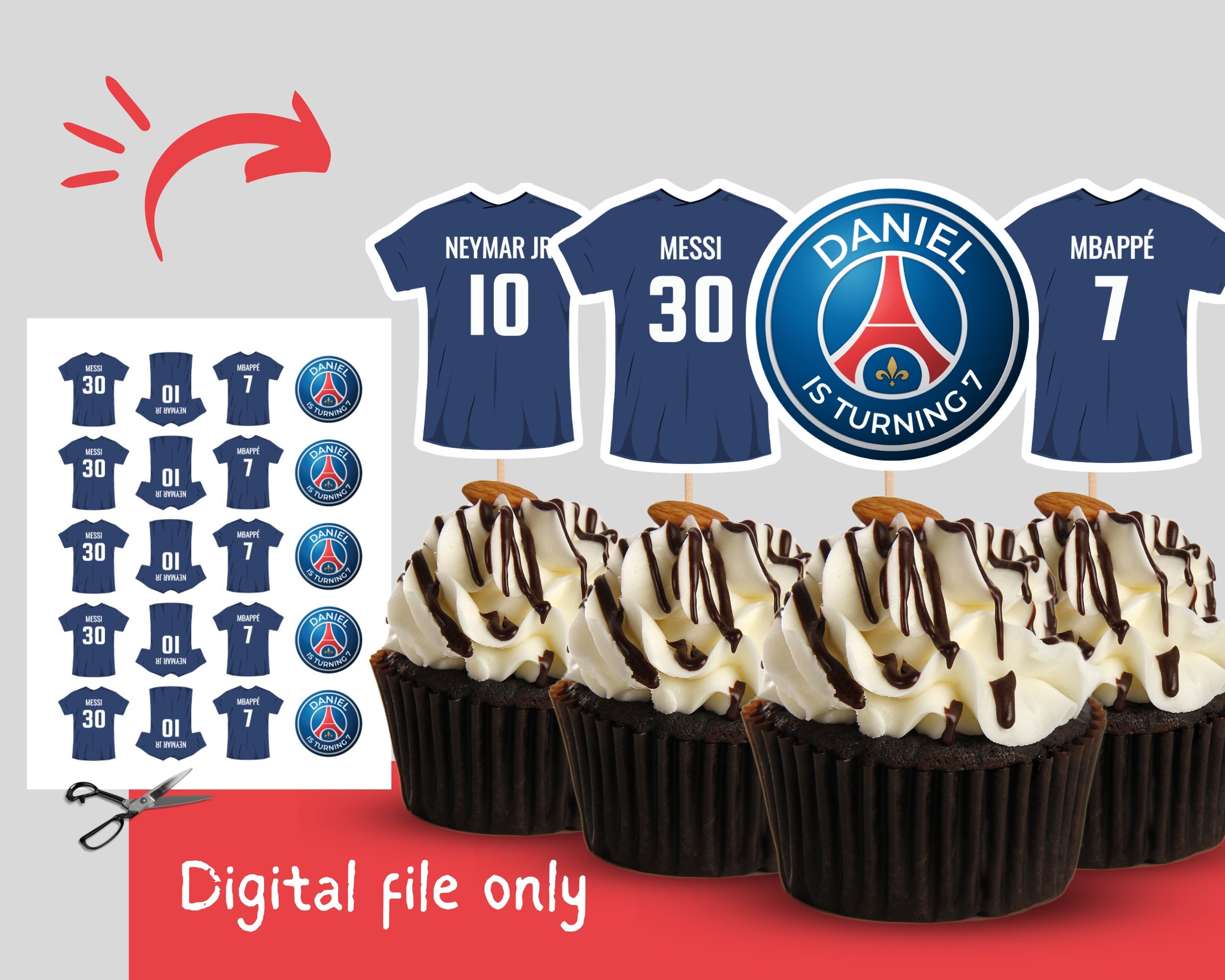 😍 Déco Cadeau PSG personnalisé - sticker Maillot de Paris 2023 – stickers  foot