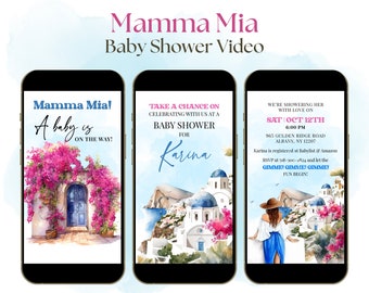 Mamma Mia Baby Shower Video Invitation, Greece Theme Baby Shower Video Invite, Gimme Gimme Baby Shower Digital Invite, 1970s Party BSH1