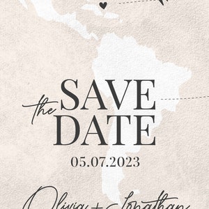 Destination Save the Date Video Invitation, World Map Digital Animated E Wedding Invite, Engagement Announcement, Phone Video Invitation W1 image 4