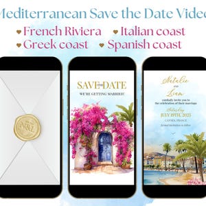 Save the Date sulla costa mediterranea, Video animato sulla Costa Azzurra, Save the Date digitale per matrimonio sulla costa italiana, Invito elettronico per la Grecia
