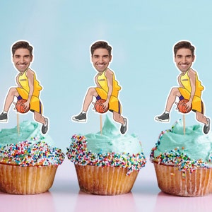 Basketball Player Cupcake Toppers With Photo, Basketball Player ...