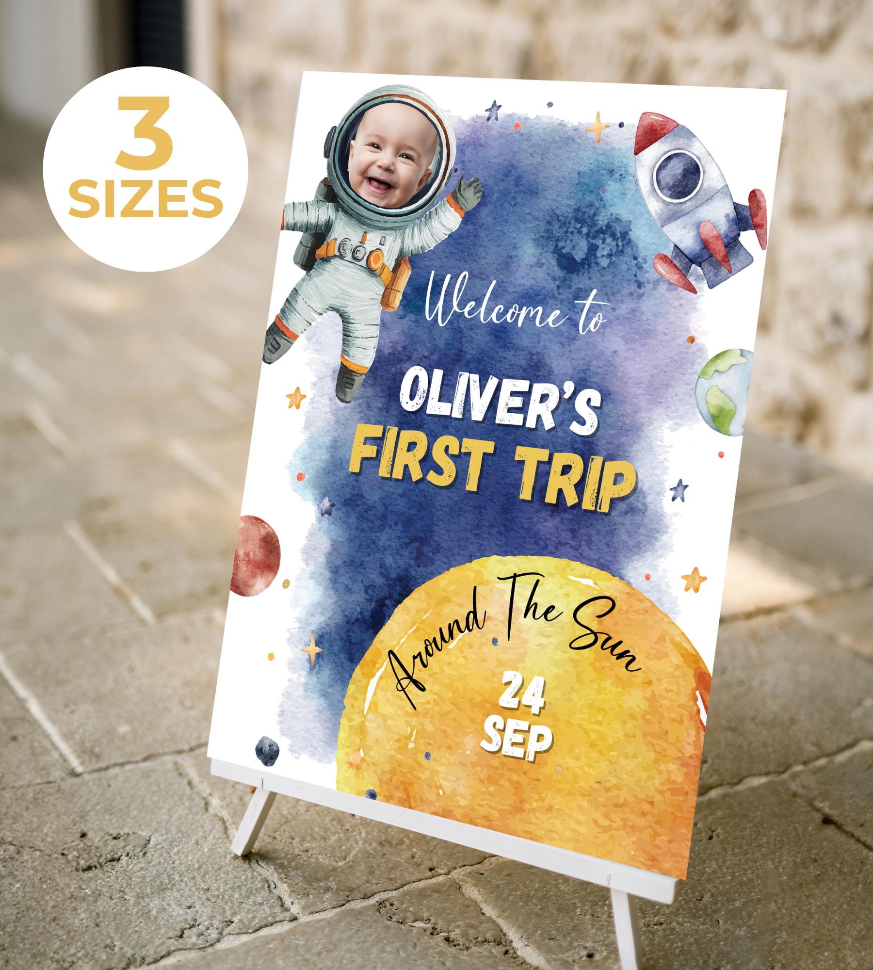 Outer Space Birthday Welcome Sign, DIY Photo Astronaut Editable ...