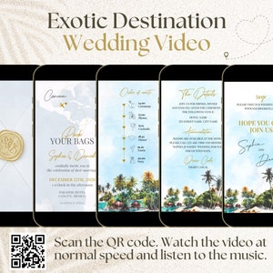 Hochzeit Video Einladung, Weltkarte Digitale Hochzeit einladen, Exotische Hochzeit, Tropische Hochzeit, Strand Reise Video W1