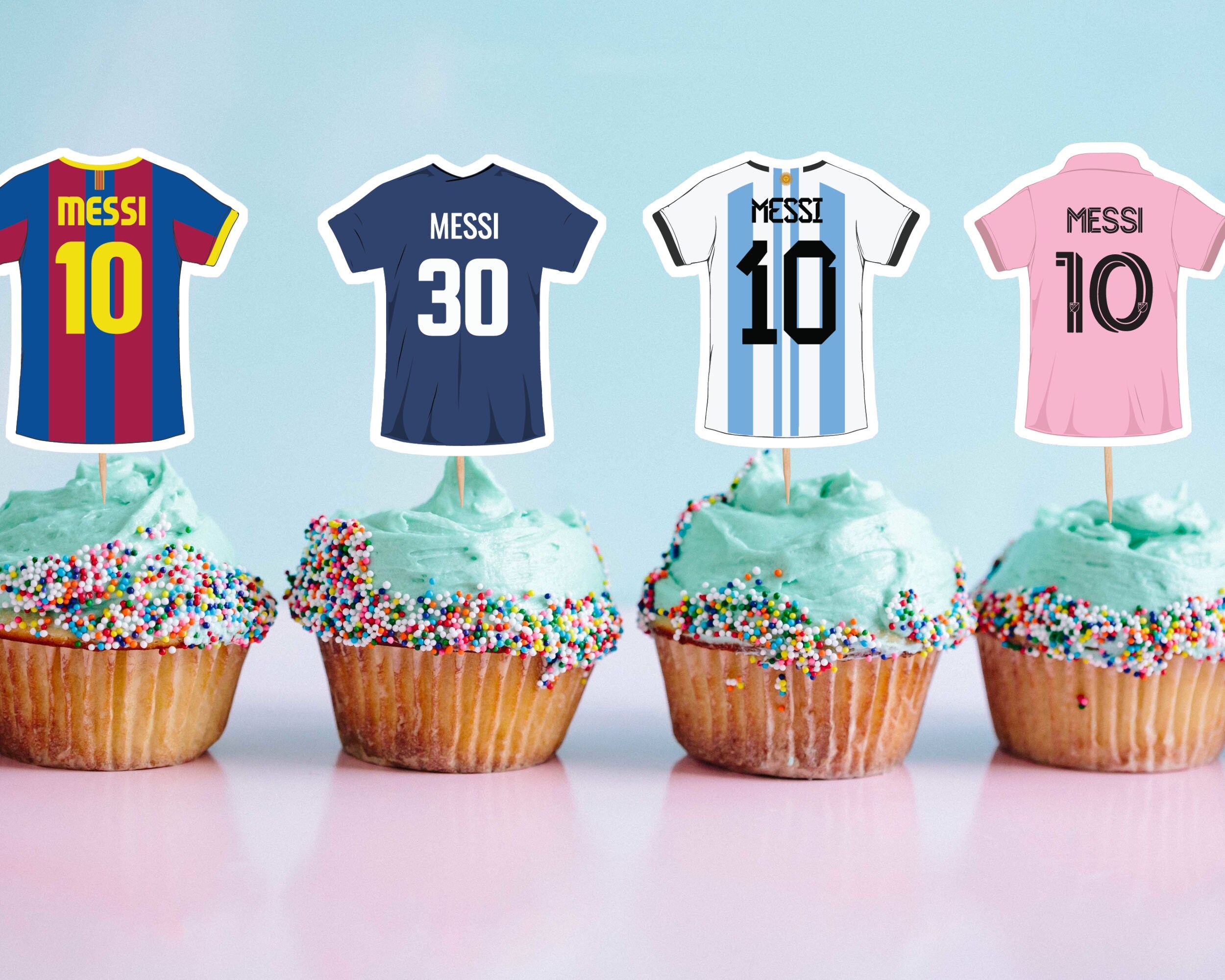4 Leo Messi Jerseys Cupcake Toppers Inter Miami PSG Barcelona - Etsy