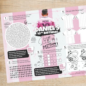 Messi Themed Birthday Activity Page Editable Template, Soccer Activity Sheet, Custom Football Party Games, Birthday Party Games Digital File