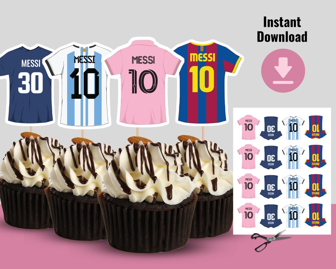 4 Leo Messi Jerseys Cupcake Toppers, Inter Miami PSG Barcelona ...