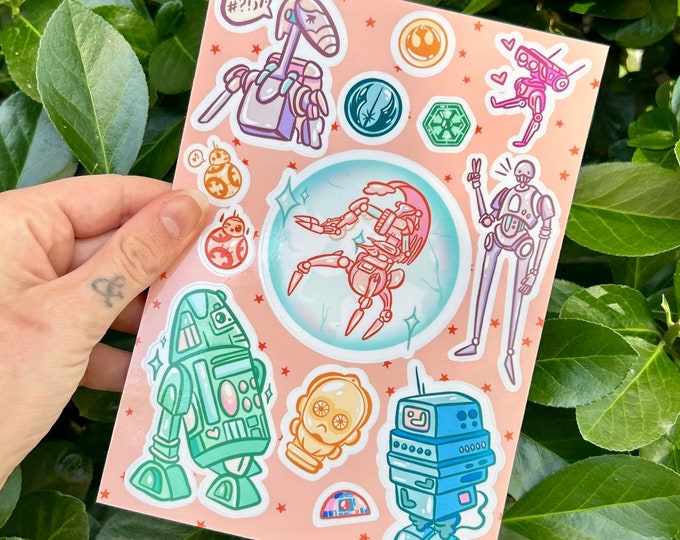 Star Wars Droids Sticker Sheet, Cute + Durable Original Vinyl Star Wars ...
