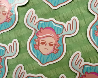 Sam Winchester Supernatural Original Vinyl Sticker, Durable Waterproof 3" Moose Sam Sticker