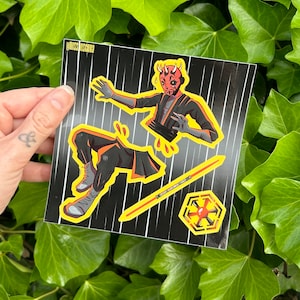 Darth Maul Original Vinyl Stickers, Durable Waterproof 5&quot;x5&quot; Star Wars Sticker Sheet