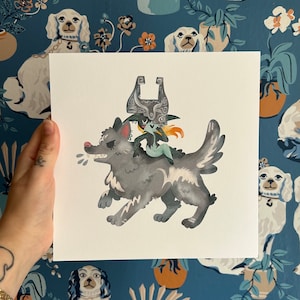 Twilight Princess Link x Midna 8&quot;x8&quot; Watercolor Art Print