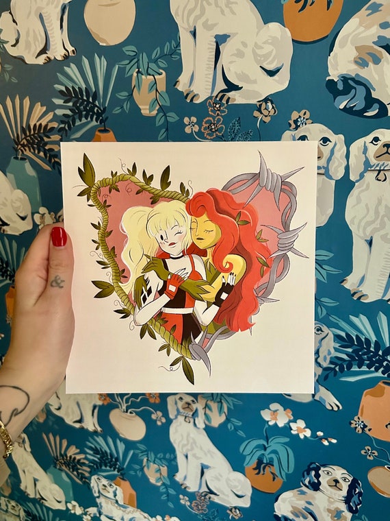 Harley Quinn & Poison Ivy 8"x8" Original Art Print