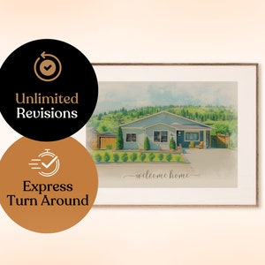 Realtor Closing Gift Custom House Portrait From Photo | Painting From Photo | Digital Art Print | House Homeowners Gift Home Gift | Agent