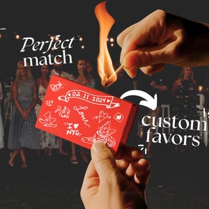 CUSTOM Matchbox Design, Matchbox Art Template, Personalized for Wedding, Unique Gift, Bridesmaid, Bachelorette Favors, Perfect Match