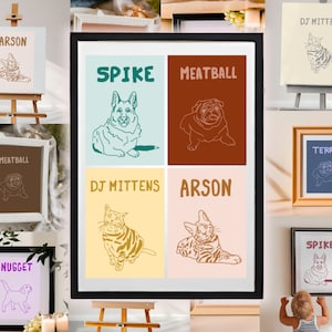 Custom Bad Dog Portrait or Cat Portrait Art | Unique Drawn Pet Portrait | Gift Ideas | Gift Idea Pet |Funny Art Print | Digital Download