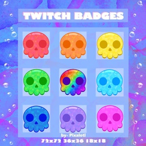 Twitch Badges | Skulls | Candy Skulls - Art Sub Bit Cute Kawaii Streamer