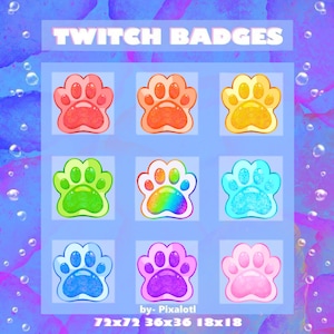 Twitch Badges | Cat Paws | Rainbow Toe Beans - Art Sub Bit Cute Kawaii Streamer
