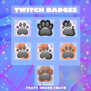 Twitch Badges | Cat Paws | Black Toe Beans - Art Sub Bit Cute Kawaii Streamer