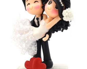 Handmade Bride & Groom Figurine – 10 Inch Cold Porcelain Wedding Keepsake | One of a Kind Gift