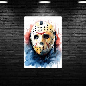 Jason Vorhees / Horror Icons Water Colour / Horror Art / Wall Art / Home Decor / Art Print / Friday the 13th / Digital Art