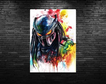 Depredador / Iconos del terror Acuarela / Arte del terror / Arte mural / Decoración del hogar / Impresión artística / Depredadores / Arte digital