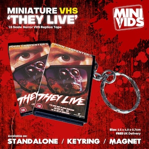 They Live MiniVids Miniature Horror VHS  / Keyring / Magnet / VHS Display / Horror Gift / Collectible / Horror VHS / Horror Video