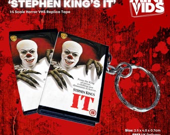 Stephen Kings It MiniVids Miniature Horror VHS  / Keyring / Magnet / VHS Display / Horror Gift / Collectible / Horror VHS / Horror Video