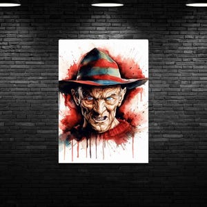 Freddy Krueger / Horror Icons Water Colour / Horror Art / Wall Art / Home Decor / Art Print / A Nightmare on Elm Street / Digital Art