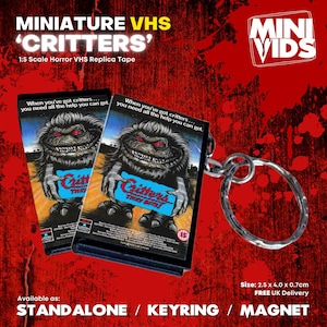 Critters MiniVids Miniature Horror VHS / Keyring / Magnet / VHS Display / Horror Gift / Collectible / Horror VHS / Horror Video