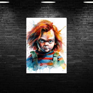 Chucky / Horror Icons Water Colour / Horror Art / Wall Art / Home Decor / Art Print / Childs Play / Digital Art