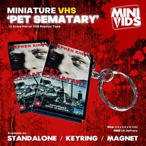 Pet Sematary MiniVids Miniature Horror VHS / Keyring / Magnet / Horror Gift / Horror VHS / Horror Video / Stephen King