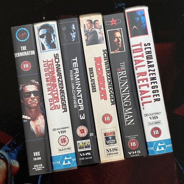 Arnold Schwarzenegger Videos / Terminator / Total Recall / Horror VHS Video Tape / Horror Video / Vintage VHS / PAL Video Tapes