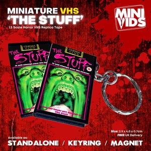 The Stuff MiniVids Miniature Horror VHS / Keyring / Magnet / VHS Display / Horror Gift / Collectible / Horror VHS / Horror Video