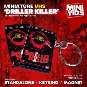 Driller Killer MiniVids Miniature Horror VHS / Keyring / Magnet / VHS Display / Horror Gift / Collectible / Horror VHS / Horror Video