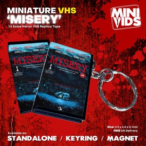 Misery MiniVids Miniature Horror VHS / Keyring / Magnet / VHS Display / Horror Gift / Collectible / Horror VHS / Horror Video