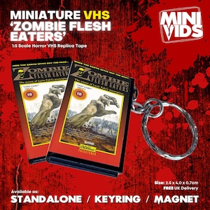 Zombie Flesh Eaters MiniVids Miniature Horror VHS  / Keyring / Magnet / VHS Display / Horror Gift / Collectible / Horror VHS / Horror Video