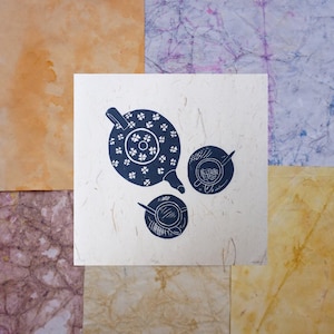 Teapot poster decoration - Guria - Original linocut - 20 x 20 cm - Handmade print, numbered and signed