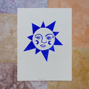 Solecita - Carte postale - Linogravure Originale - Format A6 10x15cm - Impression faite à la main et signée
