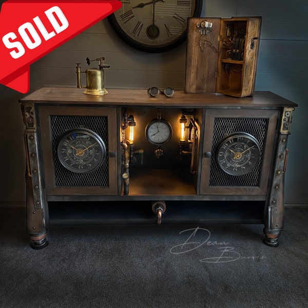 Steampunk Industrial TV Console Steampunk Furniture