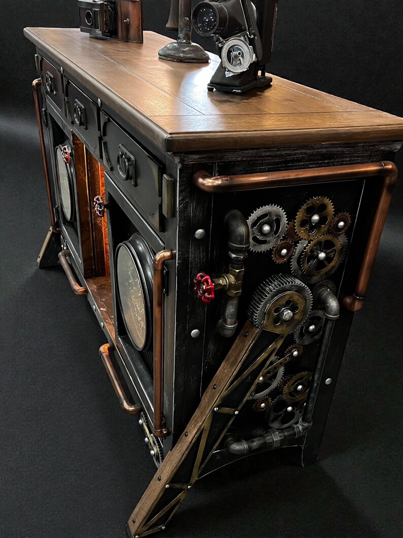 Steampunk Command Console Update: SOLD!! Industrial Furniture Console Cabinet – One of a Kind ...