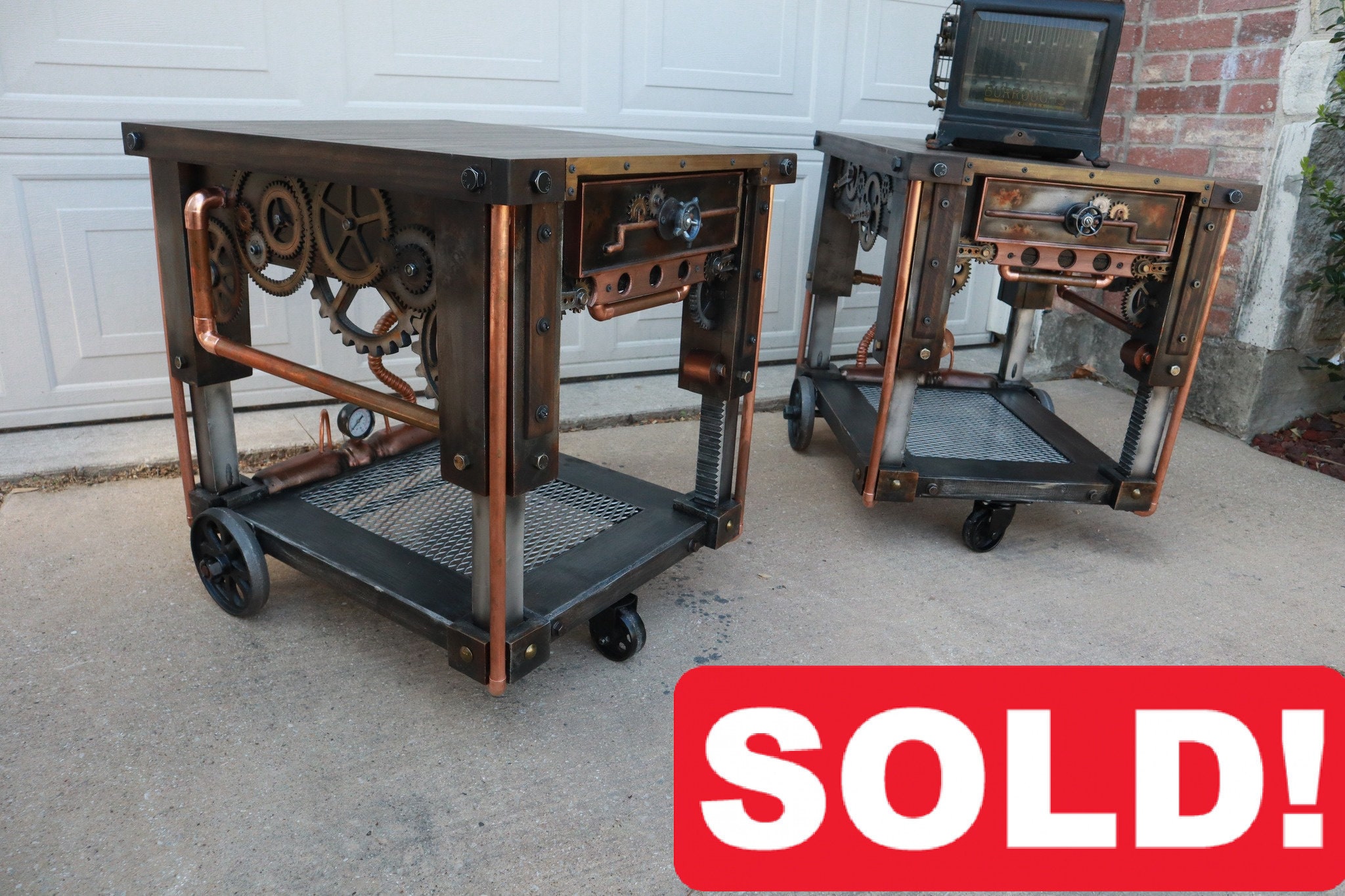 Update SOLD Steampunk Furniture End Tables Etsy