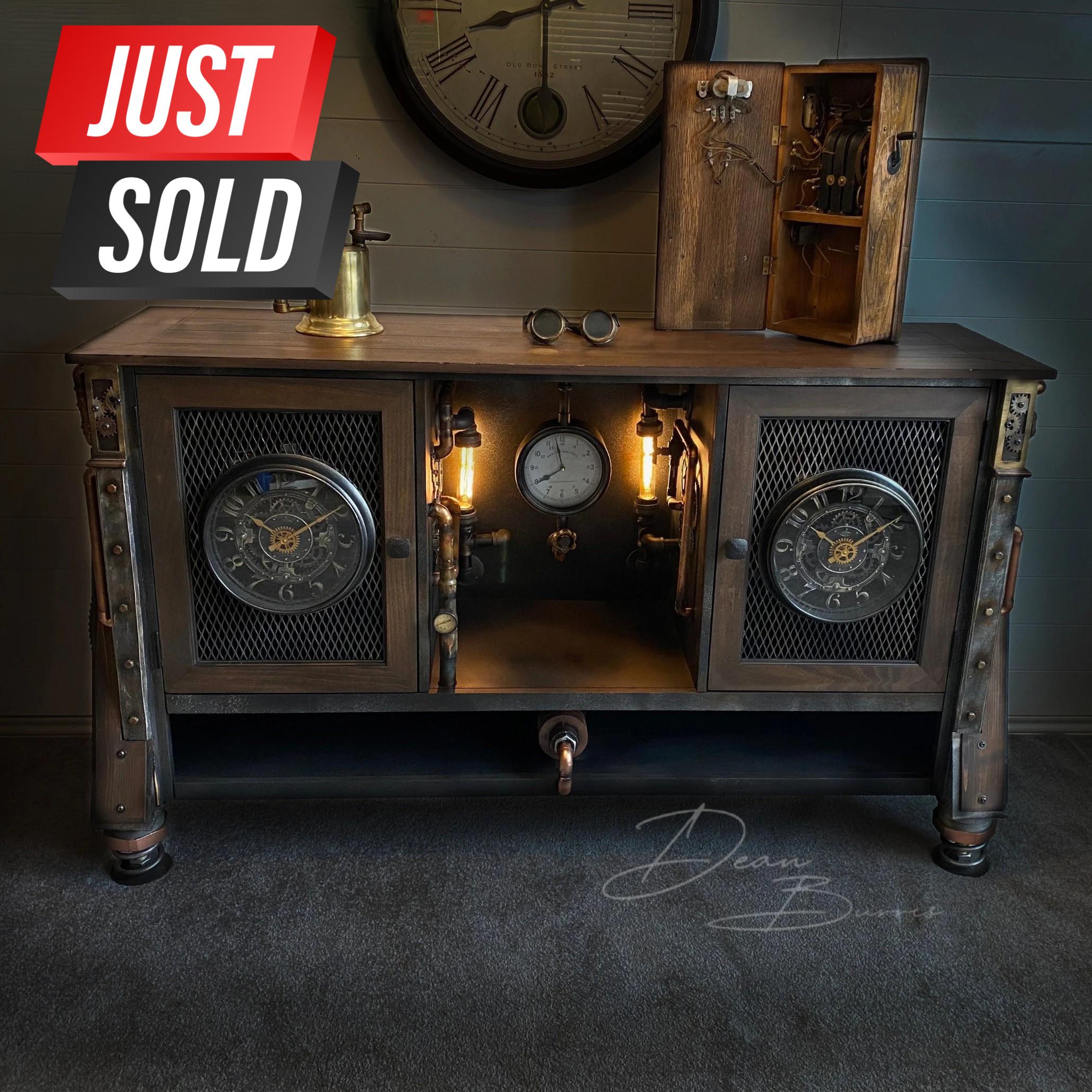 Steampunk Command Console Update: SOLD!! Steampunk Industrial Furniture // TV Console - Etsy