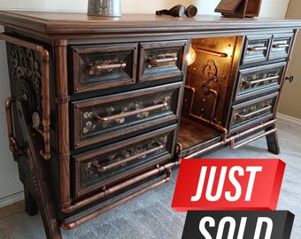 Update: SOLD!! Industrial Steampunk Furniture // Dresser / Buffet / TV Console Steam Punk Furniture