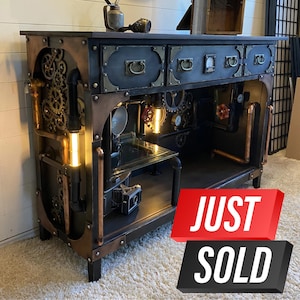 Update: SOLD!! Industrial Steampunk Furniture // Console / TV Stand / Hall Table/ Sofa Table / Sideboard
