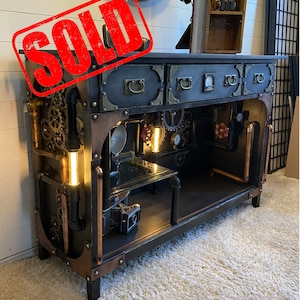 Update: SOLD!! Industrial Steampunk Console / TV Stand / Hall Table/ Sofa Table / Sideboard