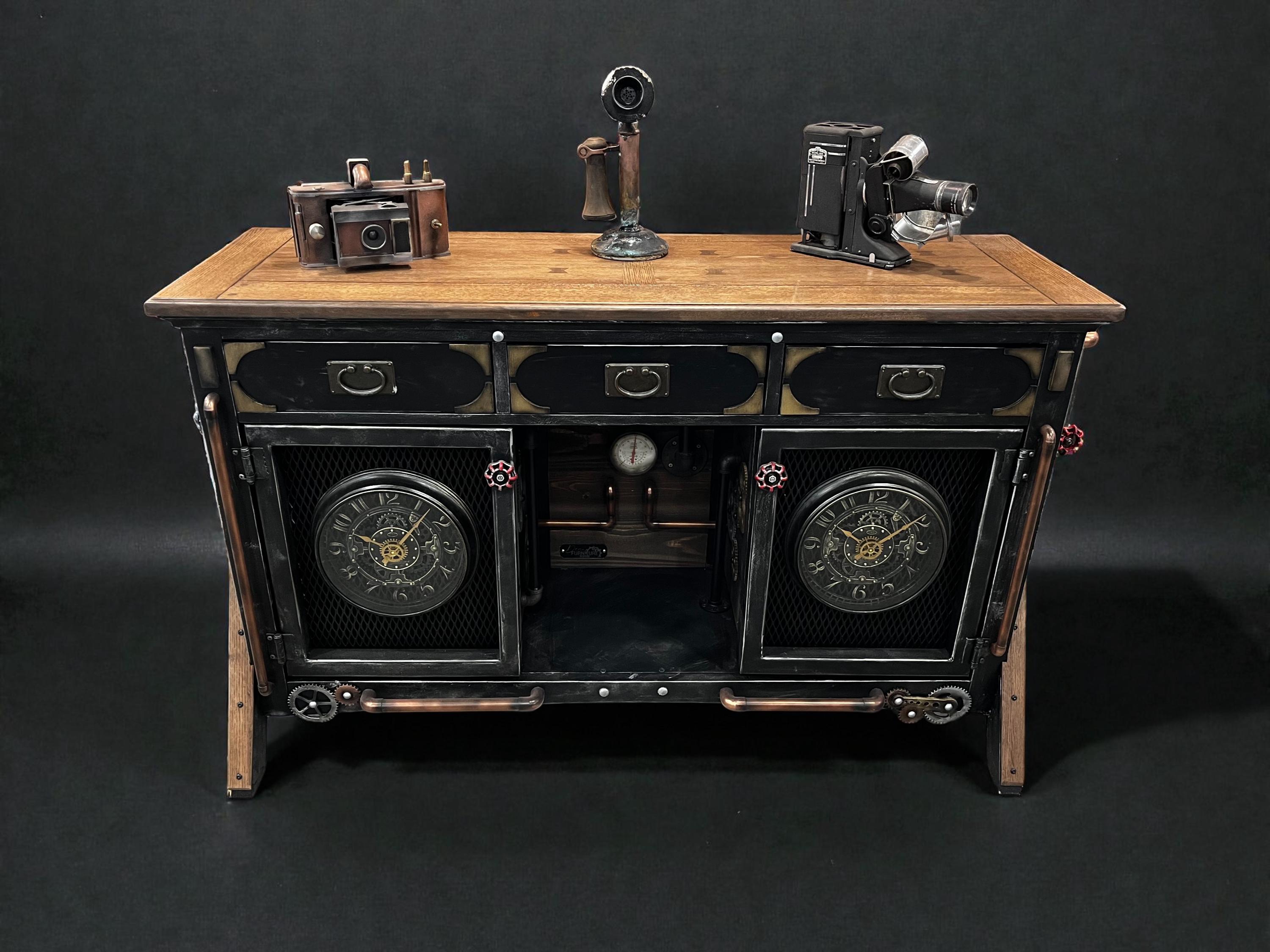 Steampunk Command Console Update: SOLD!! Industrial Furniture Console Cabinet – One of a Kind ...