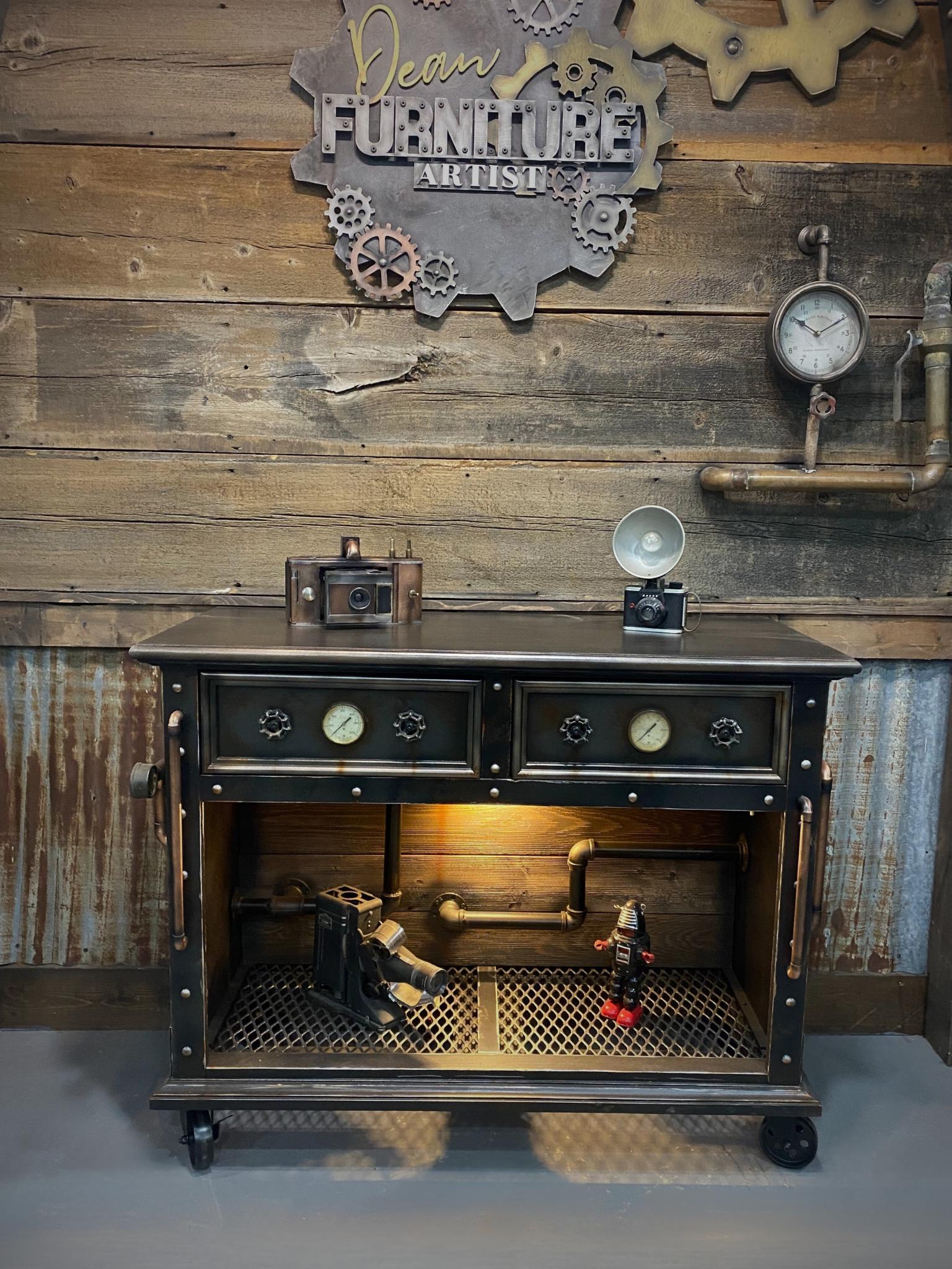 Steampunk Command Console Update SOLD!! Steampunk Console Industrial Furniture - Etsy