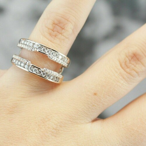 Ring Enhancer Band, 0.85 Ct Round Moissanite shops Diamond Wedding Engagement Wrap Band for Woman, Solitaire Ring Guard, 925 Sterling Silver Ring