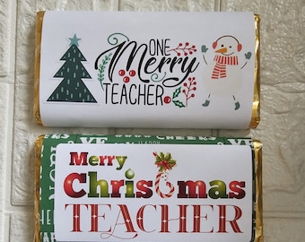 Teacher christmas chocolate bar wrapper file download ready to print