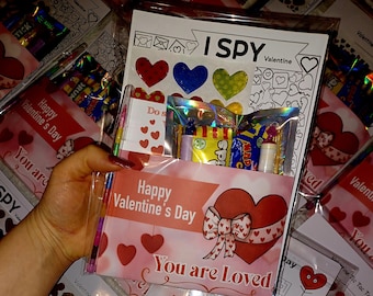 Valentines day kids activity and sweet packs with stacking crayon and stickers sweet gift for children with love